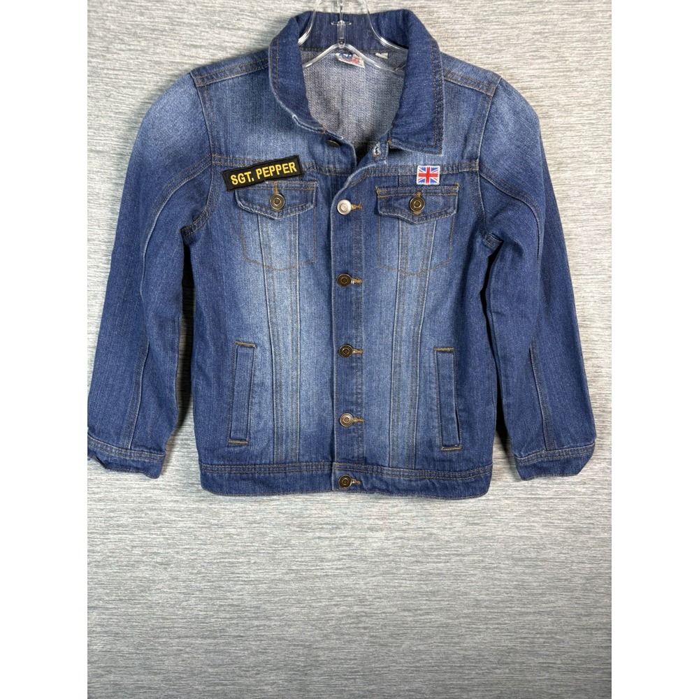 The Beatles Junk Food Kids Denim Jacket Sgt Pepper Patches Youth Size Large